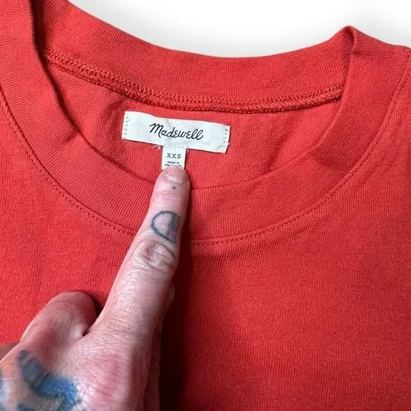 MADEWELL Women’s Red Orange Sleeveless Muscle Top with Elastic Waist Size XXS St - Picture 2 of 4